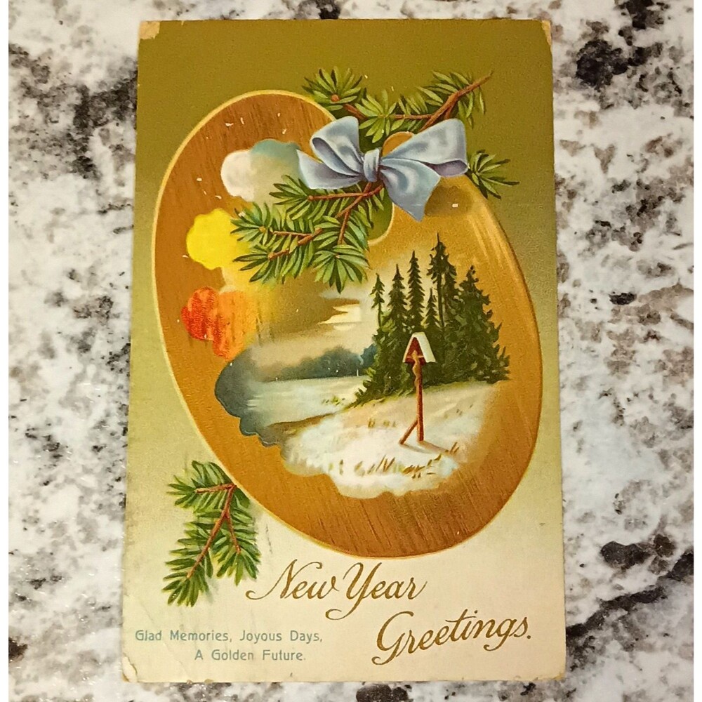 1912 New Year's Greetings International Art Publishing Co Postcard Used